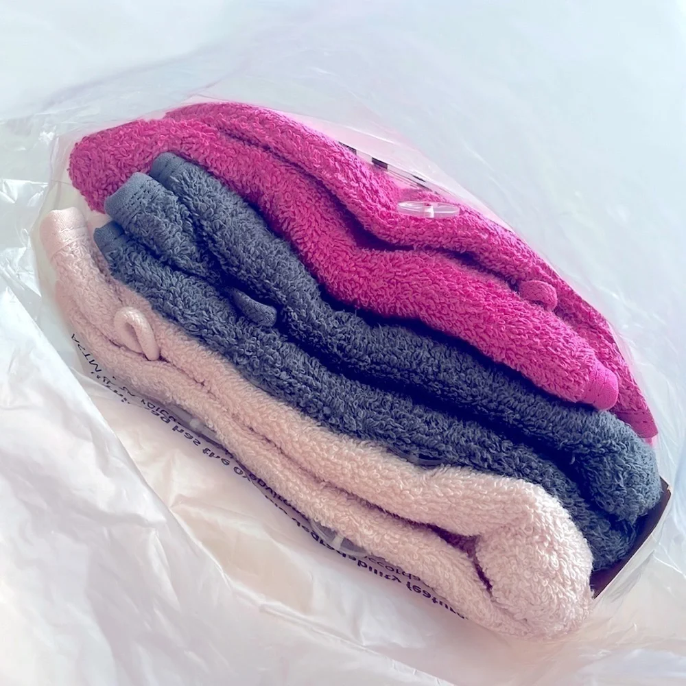 Brand New Set of 3 Terrycloth Towel Wraps Hair Cap Turbans Quick Dry Absorbent